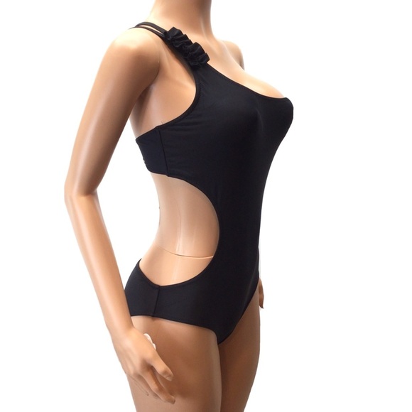 NWOT Mermaid Swimwear Black 1pc One Shoulder Monokini - Picture 6 of 11